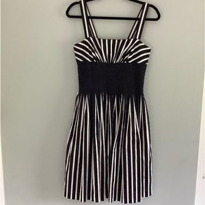 WHBM Fit and Flare Striped Corset Sleeveless Midi Dress Size 0